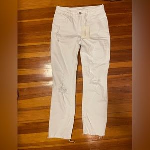 Vici (brand is Flying Monkey) straight leg white distressed jeans. Never worn!